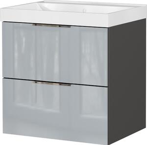 Сив гланцов стенен шкаф за мивка 61x65 cm Celano – Germania