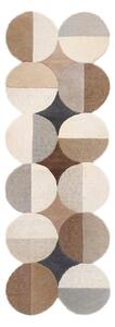 Сиво-бежова ръчно изработена вълнена пътека 80x230 cm Mia Ellipse – Flair Rugs