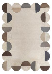 Сиво-бежов ръчно изработен вълнен килим 160x230 cm Mia Scallop Frame – Flair Rugs