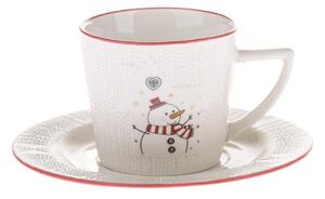 Бяла порцеланова чаша с коледен мотив 110 ml Snowman – Dakls