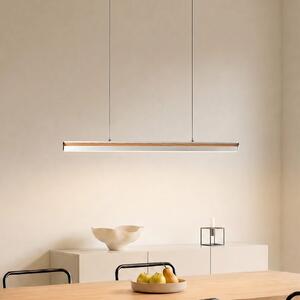Lucande LED висяща лампа Lutana, розово злато/цвят на дърво, 101 cm, Затъмняване, Дърво, Дневна/трапезария, Метал, Модерен