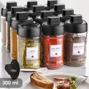 Бурканчета за подправки Kosova 430KSV8839, 12 броя, 300 ml, стъкло, прозрачни