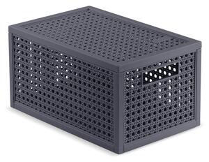 Тъмносива кутия за съхранение с капак от рециклирана пластмаса 19x30x15 cm Kaya – Curver