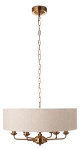 Endon 110722 - Полилей на верига HIGHCLERE 6xE14/40W/230V бежов/месинг Ø 55 см