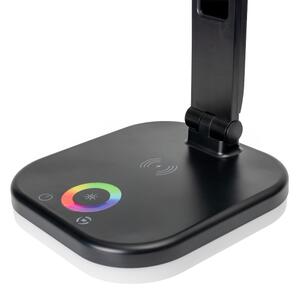 LED RGBW Димируема лампа с безжично зареждане и дисплей USB порт 6W/5V 3000-6500K черен