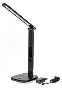 LED RGBW Димируема лампа с безжично зареждане и дисплей USB порт 6W/5V 3000-6500K черен