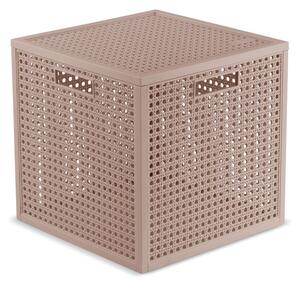 Сиво-розова кутия за съхранение с капак от рециклирана пластмаса 28x28x28 cm Kaya Cube – Curver