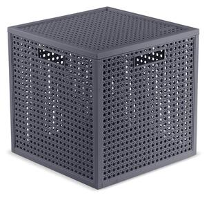 Тъмносива кутия за съхранение с капак от рециклирана пластмаса 28x28x28 cm Kaya Cube – Curver