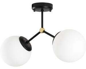 Черно-бял осветително тяло за таван със стъклен абажур 15x44 cm Damar – Opviq lights