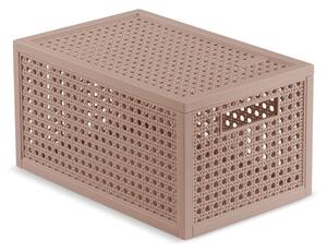 Сиво-розова кутия за съхранение с капак от рециклирана пластмаса 19x30x15 cm Kaya – Curver
