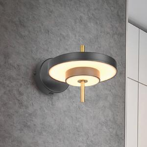 Trio Lighting LED стенна лампа Keaton, черно/златисто Ø 20 cm метал, CCT, Затъмняване, Черен, Дневна/трапезария, Метал