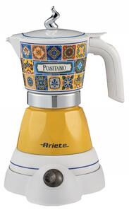 Електрическа кафеварка Ariete Moka Vintage Positano 1358/1P, 400W, 4 чаши, Безжична употреба, Въртяща се на 360 градуса основа, Бял/Жълт