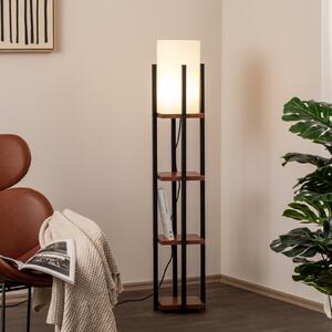 Opviq Стелаж за лампа Shelf, черен/меден, плат, височина 130 cm, E27, Черен, Дневна/трапезария, Метал, Модерен