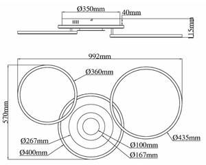 Globo 67824-40 - димируемо LED таванно осветително тяло MILES, 40W/230V, 57x99,2 см, сребристо + дистанционно управление