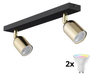 Димируемо LED RGBW точково осветително тяло TOP 2xGU10/6,5W/230V 2700-6500K черно/златно