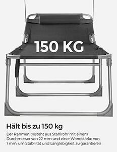 Шезлонг, Songmics, Сив, 53x193x29.5 см