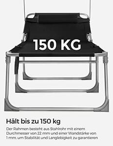 Шезлонг, Songmics, Черен, 53x193x29.5 см
