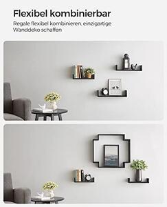 Комплект 3 стенни етажерки, Songmics, Черен, 40x10x9 см