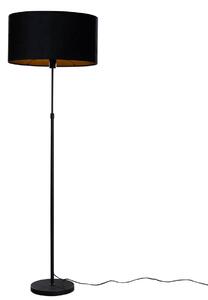 Vloerlamp zwart met ovale velours kap zwart 50cm - Parte