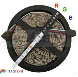 12V LED Лента Многоцветна 5050-30 SMD/m RGB, 12V, 5 W/m, IP20, ролка 5м ► 2.86 лв/м