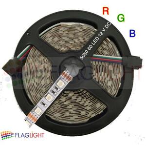 12V LED Лента Многоцветна 5050 - 60 SMD/м RGB, 12V, 9-12 W/m, IP20, ролка 5м►3.29 лв/м