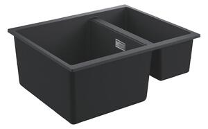 Grohe K500 Композитна кухненска мивка, двукоритна, 555 x 460 mm, черен гранит