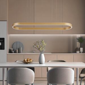 Lucande Smart LED висящо осветление Melinay, злато, CCT, Tuya, Затъмняване, Злато / месинг, Дневна/трапезария, Алуминий, Модерен