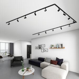 Lindby 1-контурна релсова система Linaro, GU10, 14 светлини, черно, Затъмняване, Черен, Дневна/трапезария, Алуминий, Модерен