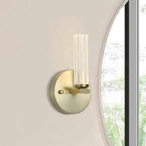 Searchlight LED стенна лампа за баня Aberdeen, височина 24 cm, метал в цвят месинг, Затъмняване, Злато / месинг, Баня, Метал