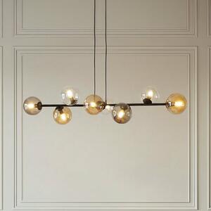 EMIBIG LIGHTING Висяща лампа Glassy, 8-светлинна, черна, графит/кехлибар/прозрачна, Затъмняване, Черен, Дневна/трапезария, Стъкло, Модерен, Глобус