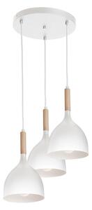 Пендел NOAK WOOD 3xE27/15W/230V бял/бук