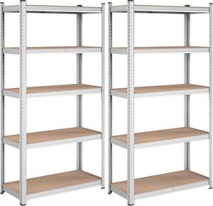Комплект 2 рафта, Songmics, 5 рафта, 180 x 90 x 40 см, сребристо, GLR040E02
