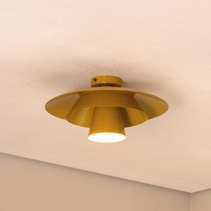 Luminex Таванна лампа Plato, горчично жълто, метал, Ø 38 cm, E27, Затъмняване, Жълт, Дневна/трапезария, Метал, Модерен
