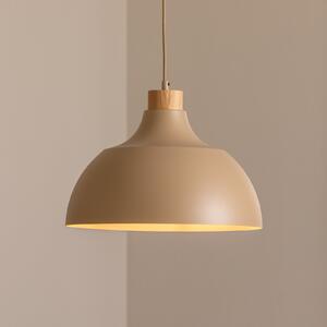 Envostar Висяща лампа Kaitt, пясъчен цвят, Ø 34 cm, дървени детайли, Затъмняване, Кафяв / ръждив, Дневна/трапезария, Метал, Скандинавски