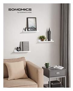 Комплект от 3 рафта, Songmics, 38 x 10 см, МДФ, Бял, LWS38WT