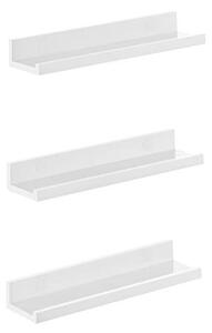 Комплект от 3 рафта, Songmics, 38 x 10 см, МДФ, Бял, LWS38WT