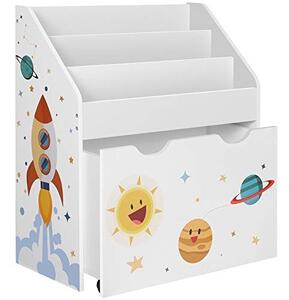 Рафт за организиране на детски играчки, Songmics, Бял-Жълт, 62.5x29.5x70.0 см