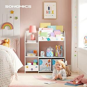 Рафт за организиране на детски играчки, Songmics, Бял-Сив, 93.0x30.0x100.0 см