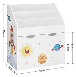 Рафт за организиране на детски играчки, Songmics, Бял-Жълт, 62.5x29.5x70.0 см