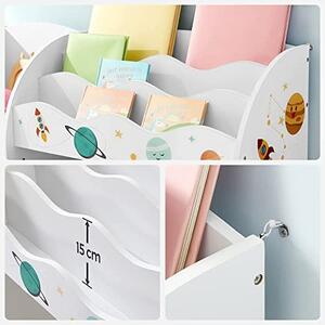 Рафт за организиране на детски играчки, Songmics, Бял-Сив, 93.0x30.0x100.0 см