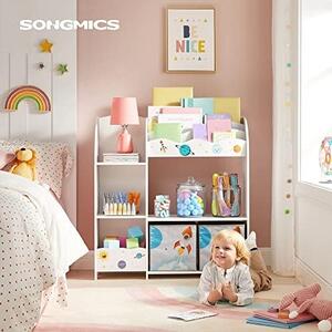 Рафт за организиране на детски играчки, Songmics, Бял-Сив, 93.0x30.0x100.0 см