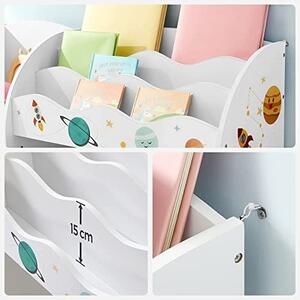 Рафт за организиране на детски играчки, Songmics, Бял-Сив, 93.0x30.0x100.0 см