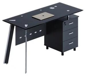 Офис бюро BLACK 1400, със стъклен плот