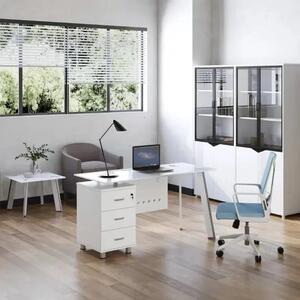 Офис бюро WHITE 1200, със стъклен плот