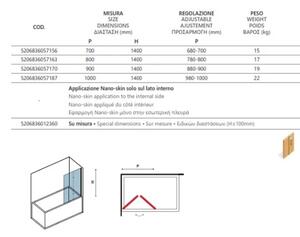 Параван за вана VASCA S 7 Cristalo, хром - 70х140 см