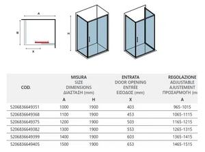 Душ кабина FLORA 500 & S-10, матирано стъкло, черен мат - 70х100х190 см