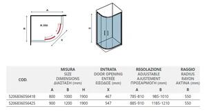 Душ кабина FLORA 650, асиметрична, хром