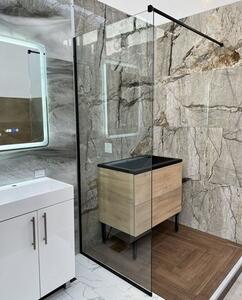 Параван за баня WALK IN, прозрачно стъкло, черен - 70х195 см