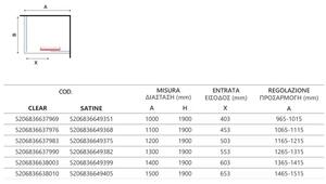 Параван за баня FLORA 500, черен мат - 100х190 см