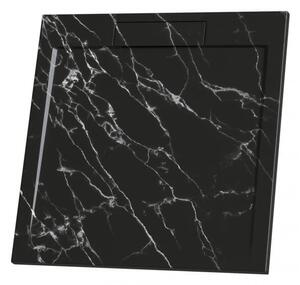 Душ корито MARBLE Texture, мрамор - 80х80х3.5 см., Черен